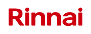 Rinnai logo in red letters.